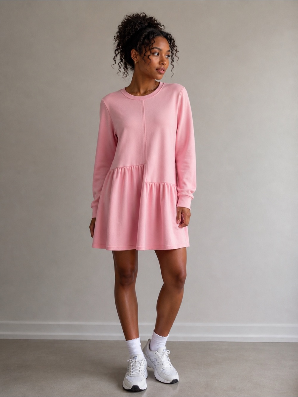 English Factory Tiered Sweatshirt Dress